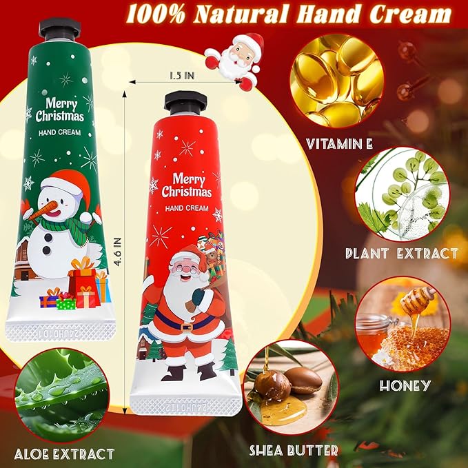 Christmas Hand Cream Set For Women, 10 Pack Mini Hand Lotion Travel Size Bulk For Dry Cracked, Moisturizer Cream For Stocking Stuffers and Christmas Decorations