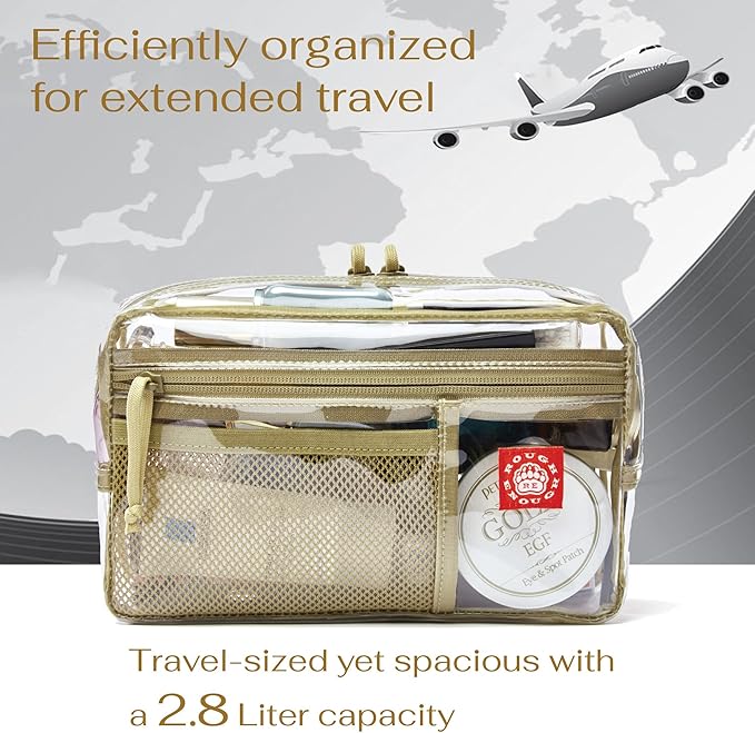 Rough Enough Clear Toiletry Bag for Traveling Women Travel Size Toiletries Makeup Cosmetic Organizer Large Stiff