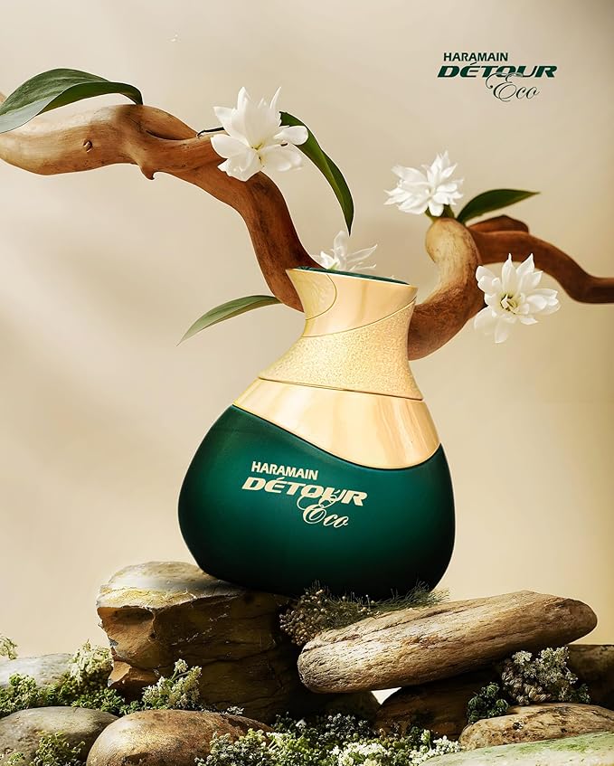 Al Haramain Detour Eco for Unisex - Arabian Perfume for Women and Men - Long Lasting Arabic Cologne - Woody Spicy Fragrance - Eau de Parfum - 3.33 oz