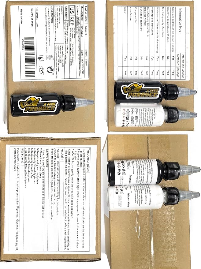 BaodeLi Professional Tattoo Ink Color Set 14 Colors with 30 ml 1/2oz per Bottle Tattoo Ink Set for Tattoo Artist and Beginners Tattoo Supplies