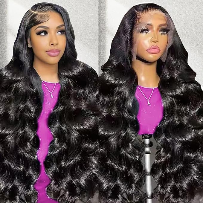 28 Inch Body Wave Lace Front Wigs Human Hair 13x4 HD Transparent Lace Frontal Wigs Human Hair 180% Density Glueless Wigs Pre Plucked With Natural Hairline For Black Women