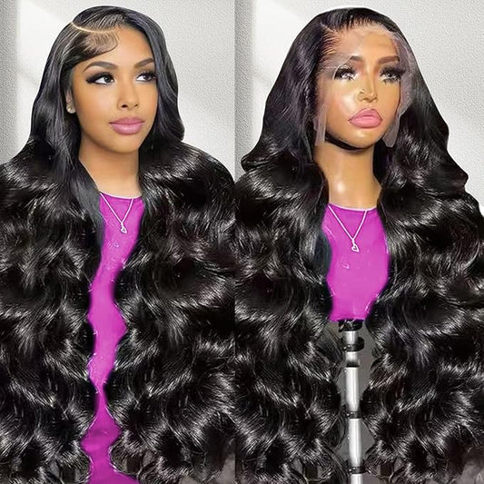 28 Inch Body Wave Lace Front Wigs Human Hair 13x4 HD Transparent Lace Frontal Wigs Human Hair 180% Density Glueless Wigs Pre Plucked With Natural Hairline For Black Women