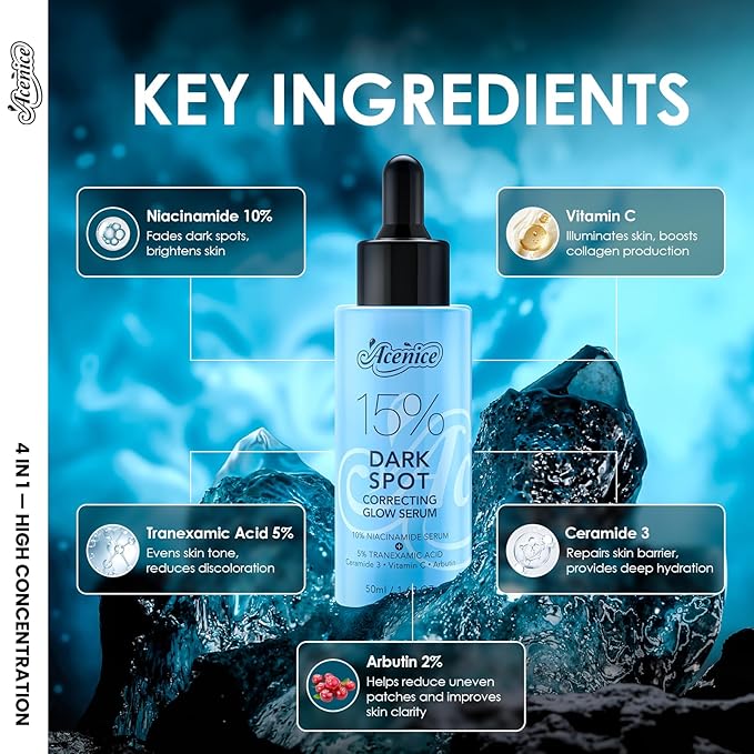 TXA+Niacinamide 15% Glow Facial Serum - Dark Spot remover for face Serum for Uneven Skin Tone, Texture and Hydration After Spot Care, High-Potency Tranexamic Acid Niacinamide Serum (50ml /1.69 fl.oz)