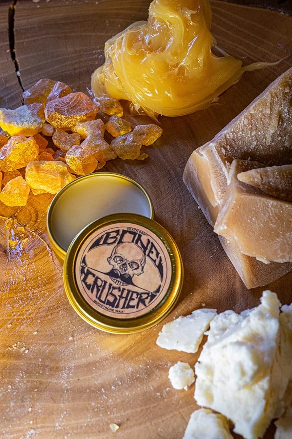 Bone Crusher Extra Strong Extra Firm Mustache Wax, Night Fury Wax Remover Oil, and Comb Set