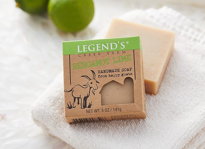 Legend's Creek Farm Goat Milk Soap - Cleansing Moisturizing Soap Bar for Hands and Body - 5 Oz Creamy Lather, Nourishing, Gentle Natural Soap for Sensitive Skin (Bergamot Lime, Pack of 1)