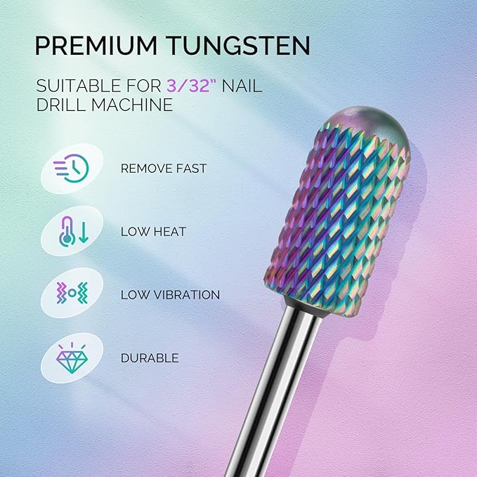 MelodySusie Nail Drill Bits Set, 7Pcs Professional Tungsten Carbide Ceramic Acrylic Nail File Drill Bit for Manicure Pedicure Cuticle Gel Nail Polishing