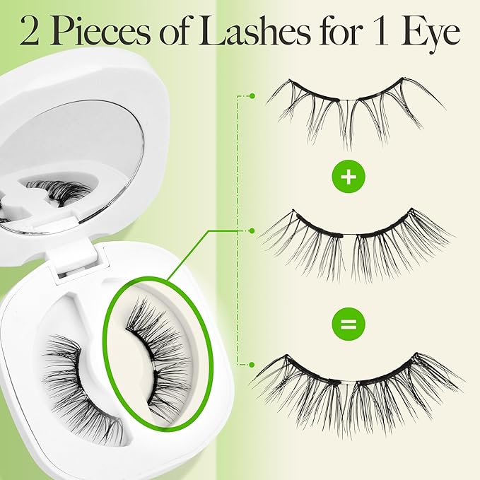 LASHVIEW Upgrade Magnetic Eyelashes Natural Look, Reusable Soft Magnetic Lashes Kit with Applicator, No Glue Needed, Windproof & Waterproof for All-Day Comfort (L14)