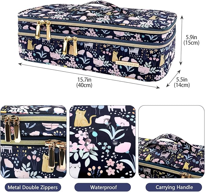 MissBoy Double Layer Travel Case Compatible with Revlon One-Step Volumizer/Hair Dryer/Hot Air Brush, Dyson Hair Dryer Carrying Case, Shark Flexstyle Storage Organizer Bag (Bag Only)