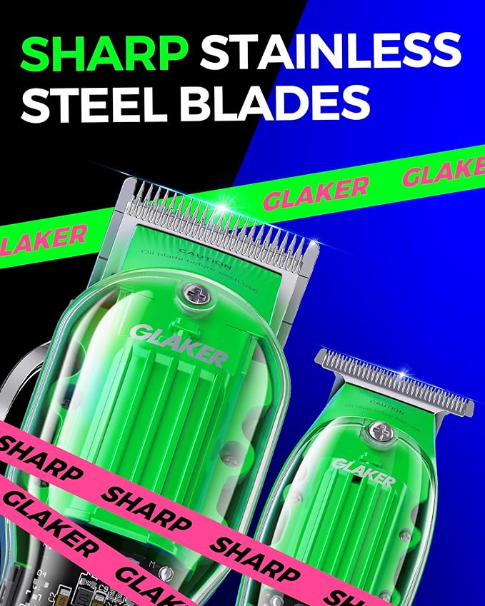 GLAKER Hair Clippers for Men - Cordless Zero-Gap Trimmer - Green