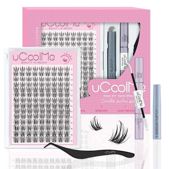 Manga Lash Clusters Kit Individual Lashes Wispy 8-18mm Fairy Eyelash Clusters Kit C Curl - WideSpan Wet-Look Spiky Lashes 0.05mm Ultra-Thin Clear Band with Bond and Seal DIY at Home(Cupid Kit)