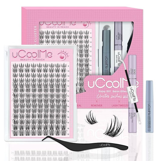 Manga Lash Clusters Kit Individual Lashes Wispy 8-18mm Fairy Eyelash Clusters Kit C Curl - WideSpan Wet-Look Spiky Lashes 0.05mm Ultra-Thin Clear Band with Bond and Seal DIY at Home(Cupid Kit)