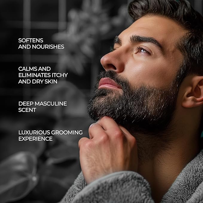 Beard Oil for Men, 100mL Refill Pouch - Black Oud (Growth Enhancer), Beard Care Essential, Moisturiser/Softener, Non-Greasy After Shaving Oil, Paraben-Free