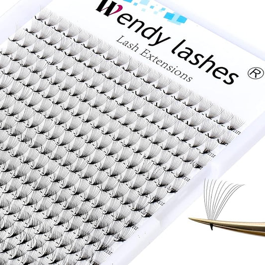 WENDY Lash Extension Premade Fans Eyelash Extensions 320PCS Pre Made Fans Lash Extensions 10D Lashes Extension 0.07mm C Curl Promades Eyelash Fans Mixed 9-16mm(10D-0.07-C, 9-16mm Mixed Tray)