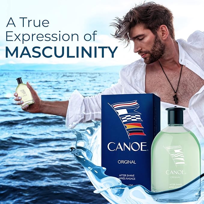 CANOE Aftershave Splash for Men by DANA (4 fl oz) Essence of an Adventurous Lifestyle, Classic Sport Scent