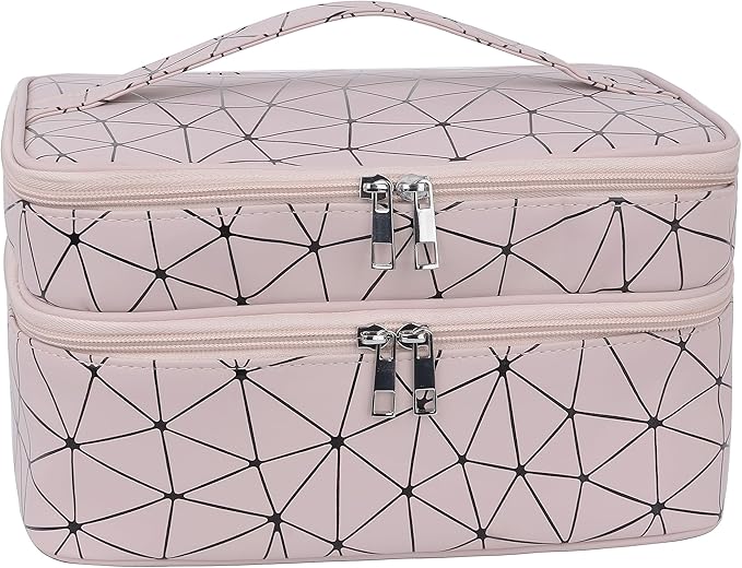 MKPCW makeup bag Double-layer cosmetic bag with brush bag and divider