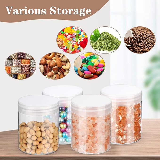 eBoot 150 Piece 3 Oz Plastic Container Jars with Lids Round Clear Cosmetic Empty Clear Plastic Jars for Lotion, Cream, Ointments, Makeup, Eye Shadow, Rhinestone, Samples, Pot, Travel Storage