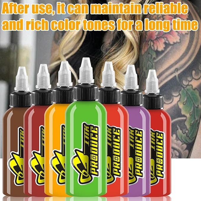 BaodeLi Professional Tattoo Ink Color Set 14 Colors with 30 ml 1/2oz per Bottle Tattoo Ink Set for Tattoo Artist and Beginners Tattoo Supplies