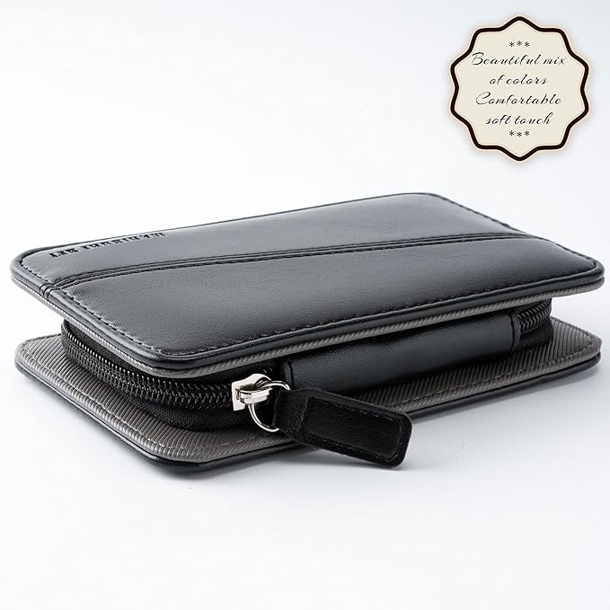 12 in 1 Mens Manicure Set in PU Leather Case, Stocking Stuffers for Adults, Birthday, Christmas Gift, Nail Grooming Kit for Men, Husband, Dad, Boyfriend (Black)