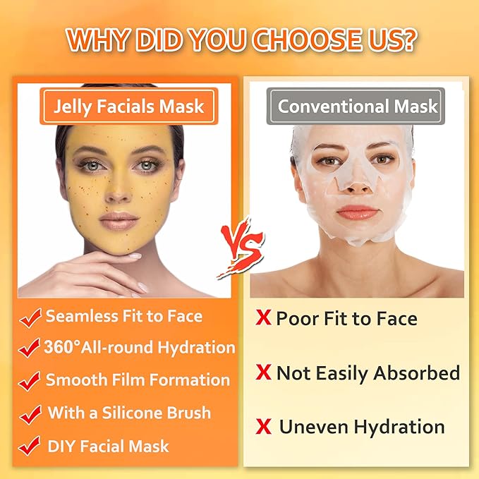 Jelly Mask Powder For Facials,Vitamins C Jelly Face Mask,Professional Peel Off Face Mask Powder For Fight Fine Lines Brightening&Nourishing to Your Skin,Rubber Mask,DIY Spa 23 Floz