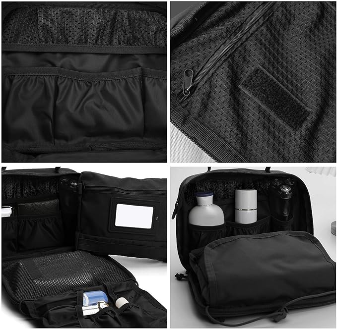 SMONT Tactical Toiletry Bag for Men, 9.5" Hanging Dopp Kit Shaving Hygiene Bag for Traveling Bathroom