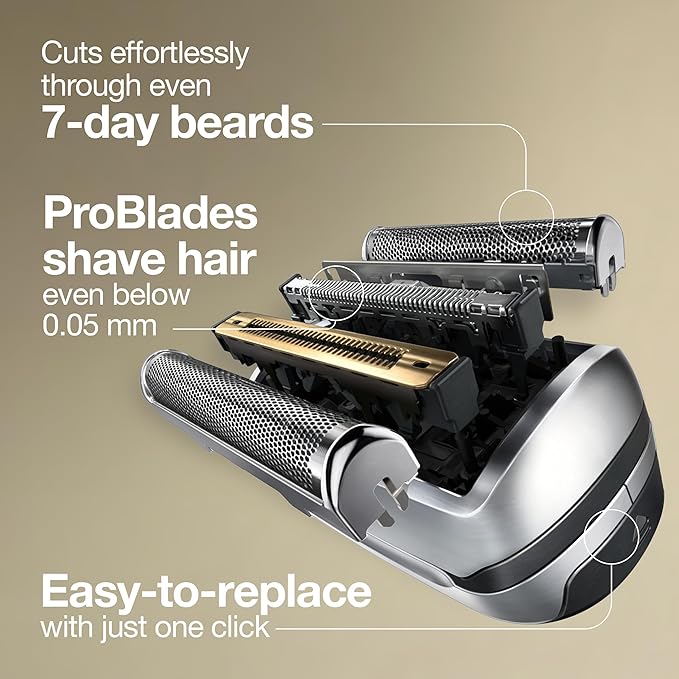 Braun Shaver Head Replacement Part 94M Silver, Compatible with Series 9 Pro and Series 9 Electric Razors for Men