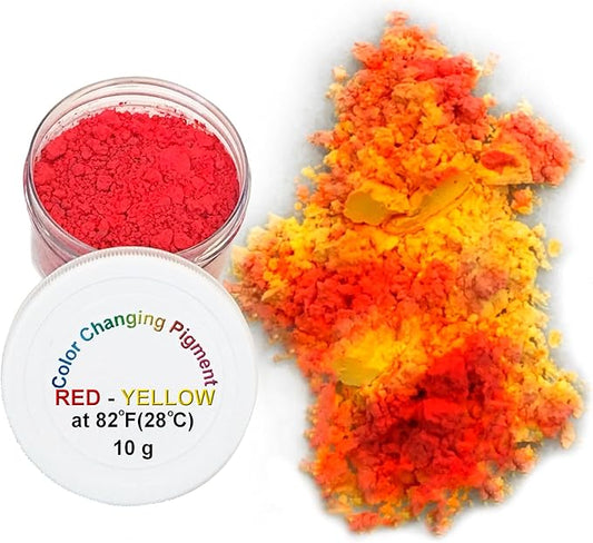 Temperature Activated Thermochromic Powder Pigment RED to Yellow Color Changing at 82F/28C for DIY Color Changing T-Shirts Shoes Nail Art Resin Art Science Experiments