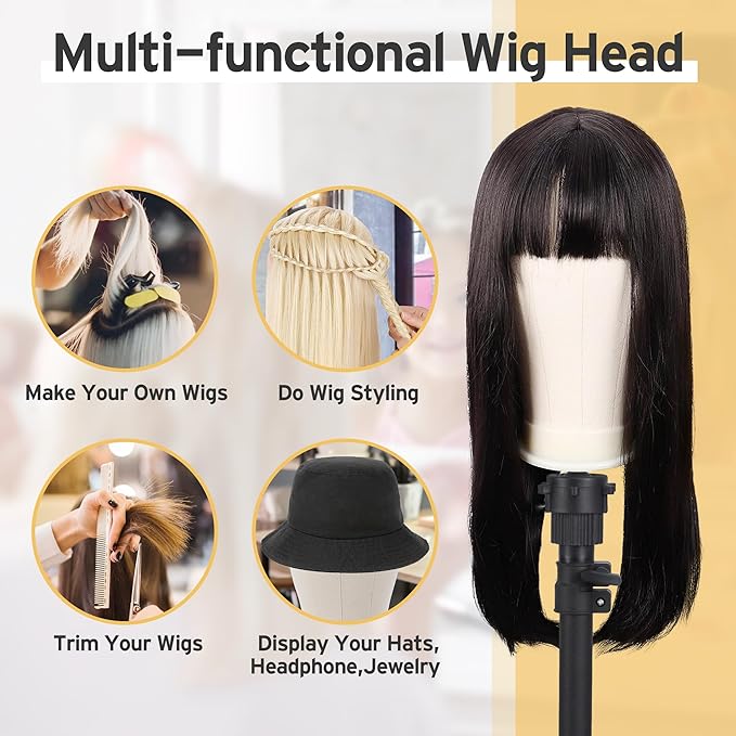 Klvied Reinforced Wig Mannequin Stand with Head Set,Rose Golden