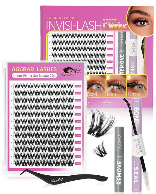 Flora Lash Clusters Kit 8-14mm D Curl Wispy Eyelash Clusters Spiky WideSpan DIY Eyelash Extension Kit Spiky Cat Eye Lashes Individual Fake Eyelashes Clusters Kit 0.05mm Ultra-Thin Black Band