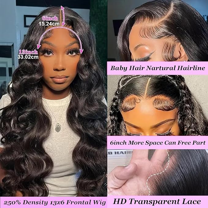 13x6 Lace Front Wigs Human Hair Pre Plucked 250 Density HD Lace Front Wigs Human Hair Wigs for Women Body Wave Lace Front Wigs Human Hair 20 Inch Body Wave Wig 13x6 HD Lace Front Wigs Human Hair