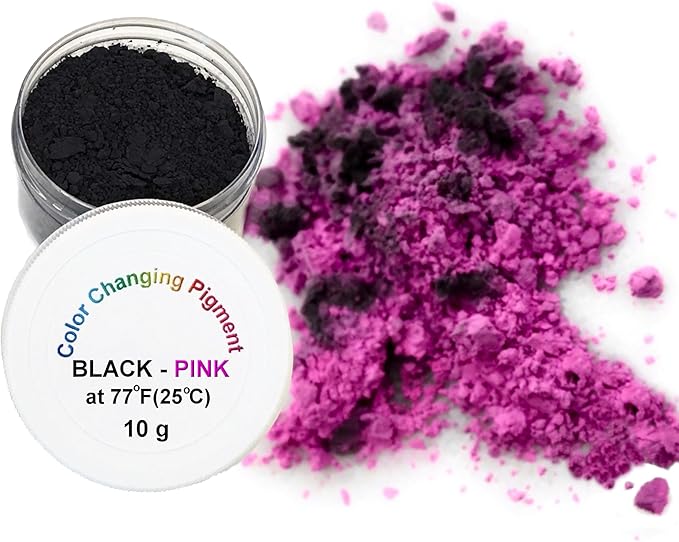 Temperature Activated Thermochromic Powder Pigment Black to Pink Changing at 77F/25C Perfect for Arts & Crafts Color Changing Slime Nail Art Secret Message Tumblers Science Experiments