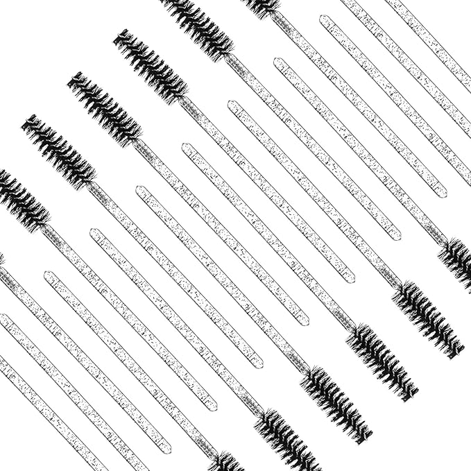 Skylety 1000 Pcs Disposable Mascara Wands Bulk Mascara Eyelash Brush Spoolies Makeup Applicator Eyelash Wands for Eye Lash Extension, Eyebrow Comb, 3.9 x 0.2 x 0.3 Inch (Black,Glitter)