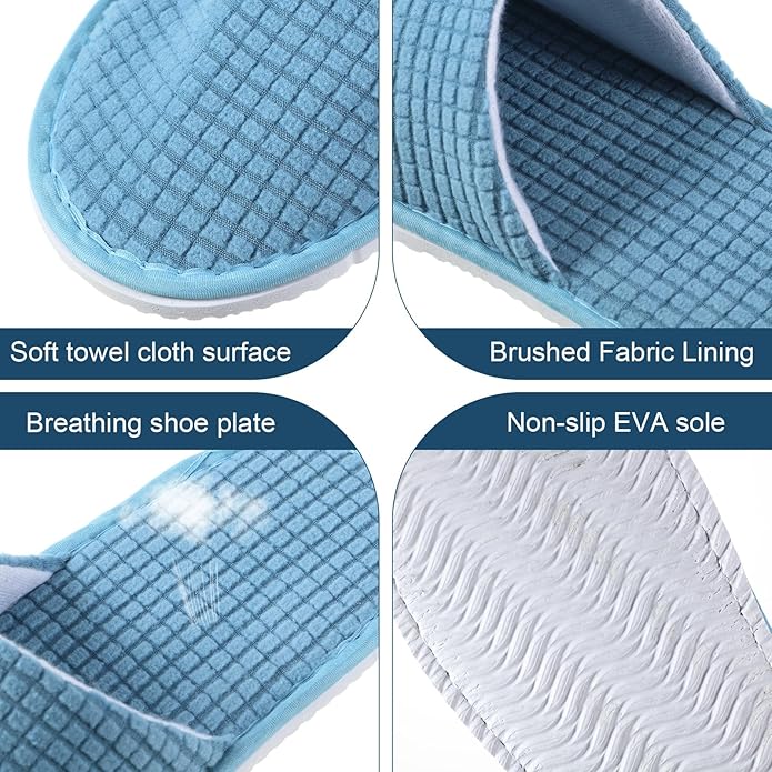 Geyoga 12 Pair House Slipper for Guest Non Slip Disposable Slipper for Travel Washable Reusable Closed Toe Hotel Bridesmaid Indoor Spa Wedding Party Shoeless Home