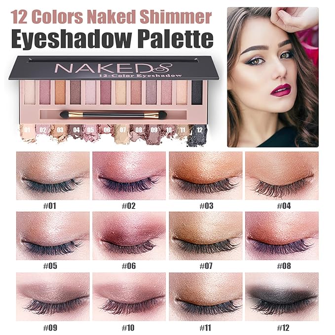 Naked All in One Makeup Kit for Women - Full Kit with 12 Eyeshadows, Foundation, Lipstick Set, Mascara, Brush, Sponge, Eyebrow Powder, Soap, Eyeliner (#102)
