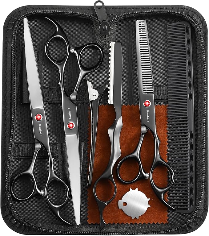 Professional 7.0 inch Hair Scissors, Hair Cutting Scissors Multifunctional Thinning Scissors Straight Shears Tools for Mother Father Friends' Christmas Gift, Black