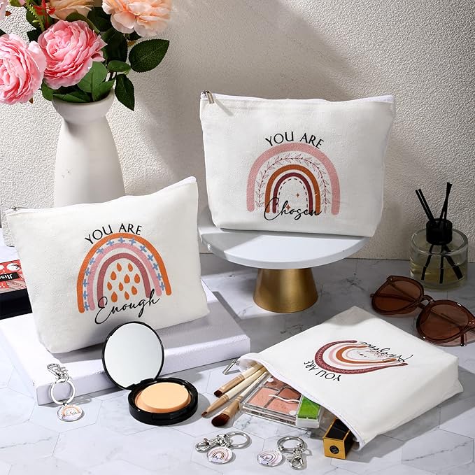 Sieral 60 Pcs Rainbow Appreciation Gifts with 20 Cosmetic Bags and 20 Keychains Bulk Motivational Thank You Rainbow Gift for Lab Week Coworker Healthcare Worker School Secretary Teacher Nurse