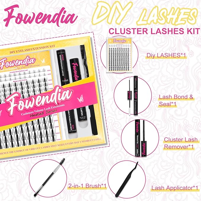 Manga Lash Clusters Kit 8-18mm Fairy Eyelash Clusters DIY Lash Extension Kit Waterproof Anime Lashes Ultra-Thin Invisible Band 0.3mm Individual Cluster Eyelash Extensions, Wanna Be-Kit