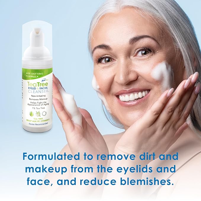 Eye Eco Age-Defying Tea Tree Eyelid and Facial Cleanser –Hydrating & Non-Irritating Cleanser – Infused with Shea Butter & Vitamin E - Vegan and Gluten-Free -180mL