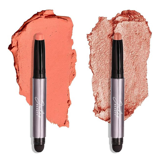 Julep Eyeshadow 101 Crème-to-Powder Waterproof Eyeshadow Stick Duo – Long-Lasting, Crease-Proof, Easy Apply with Built-in Smudger - Papaya Matte & Tigers Eye Shimmer