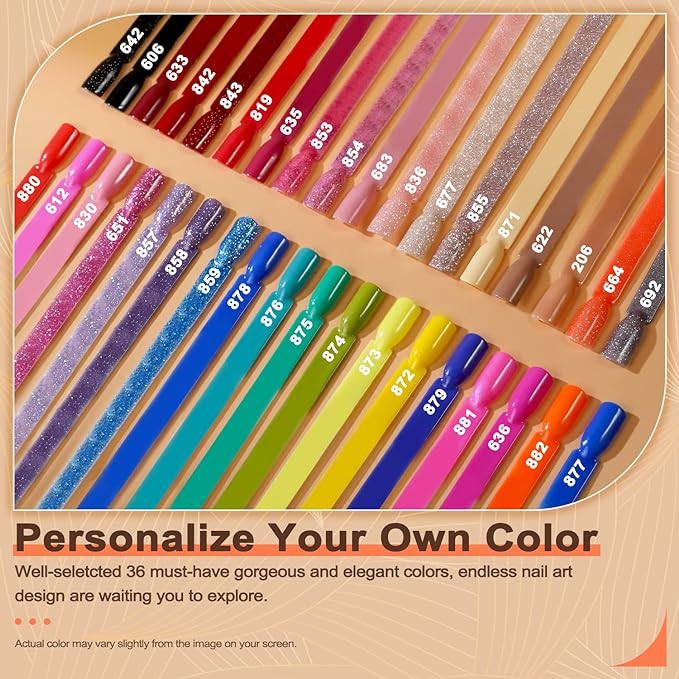 Lavender Violets 36 Colors Dip Powder Nail Kit Starter Quick Drying Dipping Powder Colors Set French Nail Nude Neon All Seasons for Home Salon M950