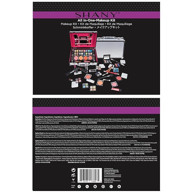 BRAND NAME Carry All Makeup Train Case with Pro Makeup and Reusable Aluminum Case - Silver