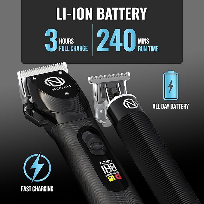 Novah Professional Hair Clippers for Men, Professional Barber Clippers and Trimmer Set, Mens Cordless Clipper, Fade Haircut Kit, Electric Hair Cut Machines