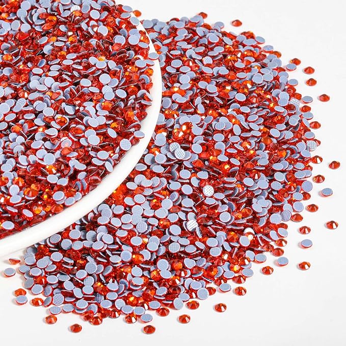 Beadsland Hotfix Rhinestones Bulk, 14400pcs Orange Hot Fix Rhinestones for Crafts Clothes DIY Decoration, Hyacinth/Orange, SS10, 2.7-2.9mm