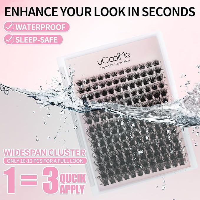 Magic Lash Clusters Kit 8-18mm Volume Wispy Eyelash Clusters Kit D Curl - WideSpan DIY Eyelash Extension Kit Cat Eye Lashes Individual Fake Eyelashes Clusters Kit with 0.05mm Ultra-Thin Black Band