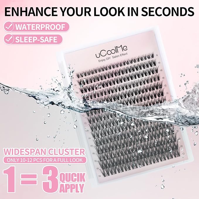Flora Lash Clusters Kit 8-18mm Hybrid Volume Wispy Eyelash Clusters D Curl - WideSpan DIY Eyelash Extension Kit Spiky Cat Eye Lashes Individual Fake Eyelashes Clusters Kit 0.05mm Ultra-Thin Black Band