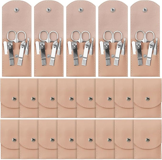 Manicure Set Bulk, Nail Clippers Kit Stainless Steel Fingernail Clippers Set, Sturdy Nail Tip Cutter Trimmers Professional Grooming Toenail Clippers Personal Pedicure Kits Gift Pink (24 Pack 7 in 1)