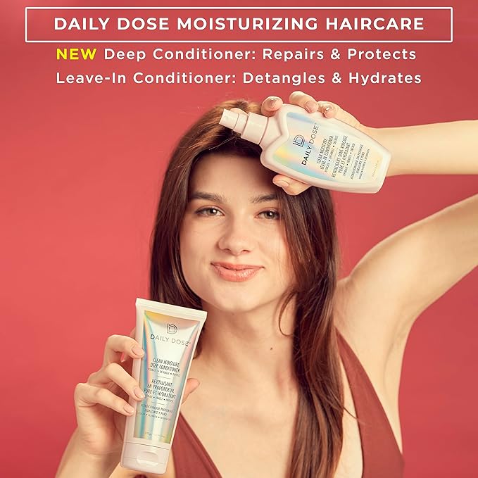 DAILY DOSE Moisturizing Duo: Leave-In Conditioner Detangler Spray + Deep Conditioner, Hair Mask/Masque - Detangles, Repairs, Restores Dry, Damaged, Color Treated Hair for All Hair Types