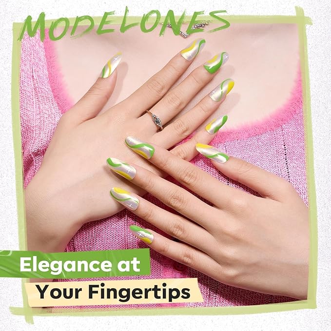 modelones Green Nail Polish, Spring Summer Easter Yellow White 6 Colors Quick Dry Nail Polish Set Mini Finger Long Lasting Fast Drying Manicure DIY Nail Art Home Salon Gift For Women Girls