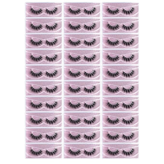 FARRED Wholesale Fluffy Dramatic Bulk Lashes 30 pairs Pack Individual Box 17mm Volume Faux Mink Eyelash Thick 8D Fake Lash Short Natural Look Eyelashes (F10-30 pairs)