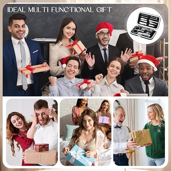 24 Sets Manicure Bulk Mothers Day Gifts Professional Nail Care Kit Nail Clippers Kit 8 in 1 Stainless Steel Pedicure Set with Travel Case Portable Grooming Kits for Men Women Friends(Retro)