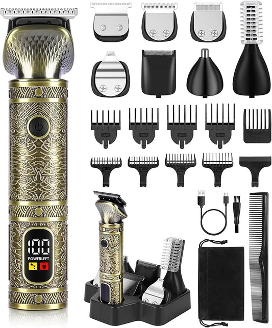 Brightup Beard Trimmer for Men, Professional Zero Gapped T-Blade Trimmer, Cordless Hair Clipper, 7 in 1 Grooming Kit for Face Electric Razor Shavers Mustache Body Nose Trimmer, Gift for Men